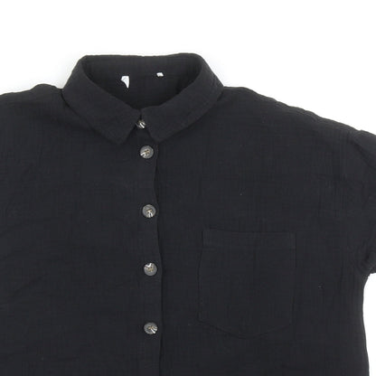 Womens UK Size 10 Matalan Black Basic Button-Up
