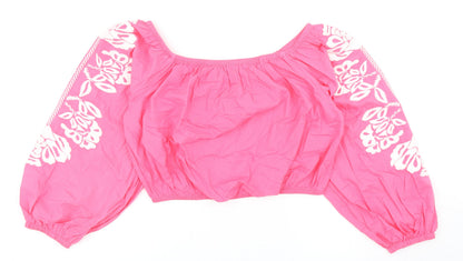 Womens UK Size 14 Marks and Spencer Pink Cropped Blouse