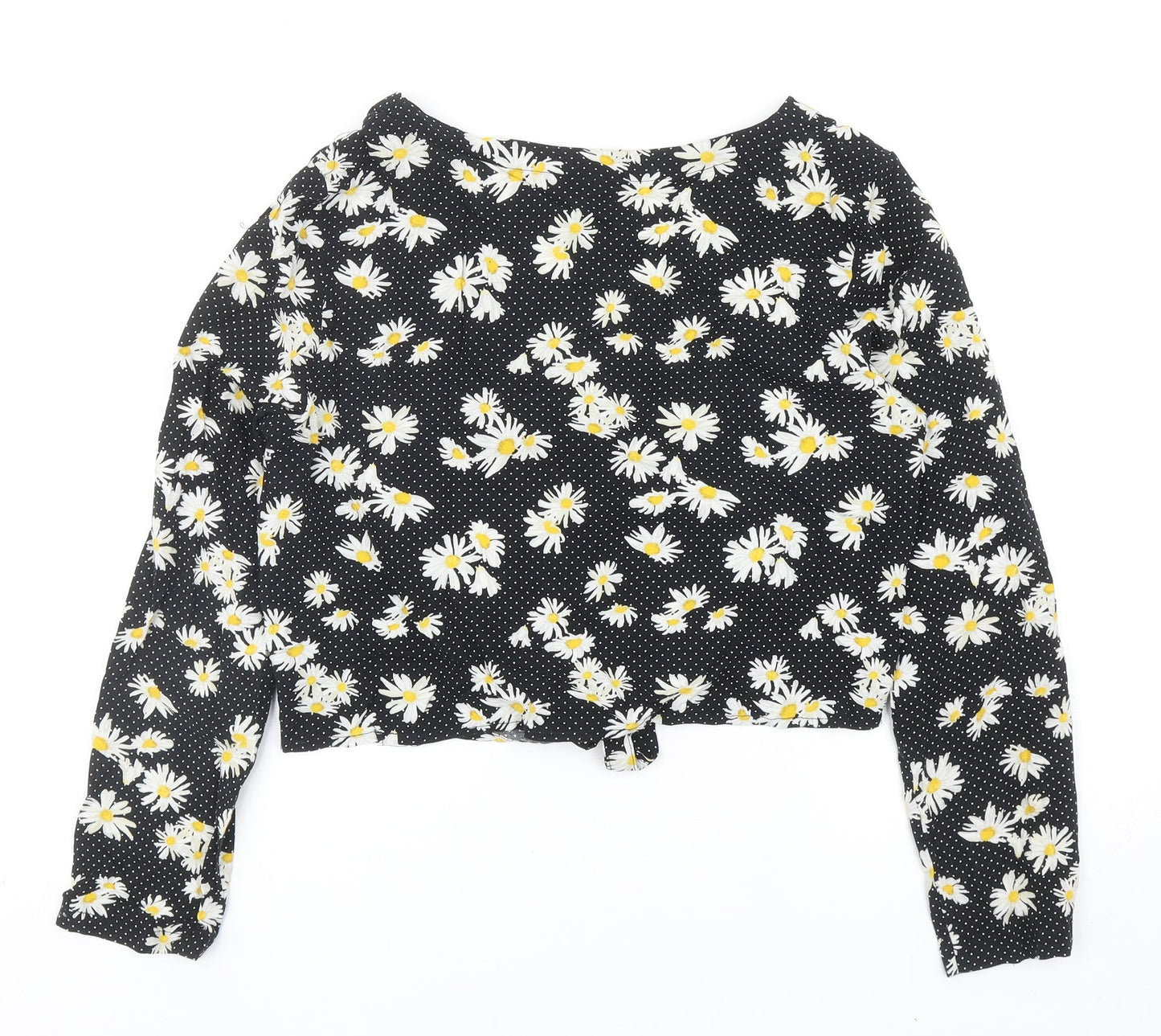 Womens UK Size 10 H&M Black Cropped Button-Up