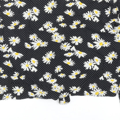 Womens UK Size 10 H&M Black Cropped Button-Up