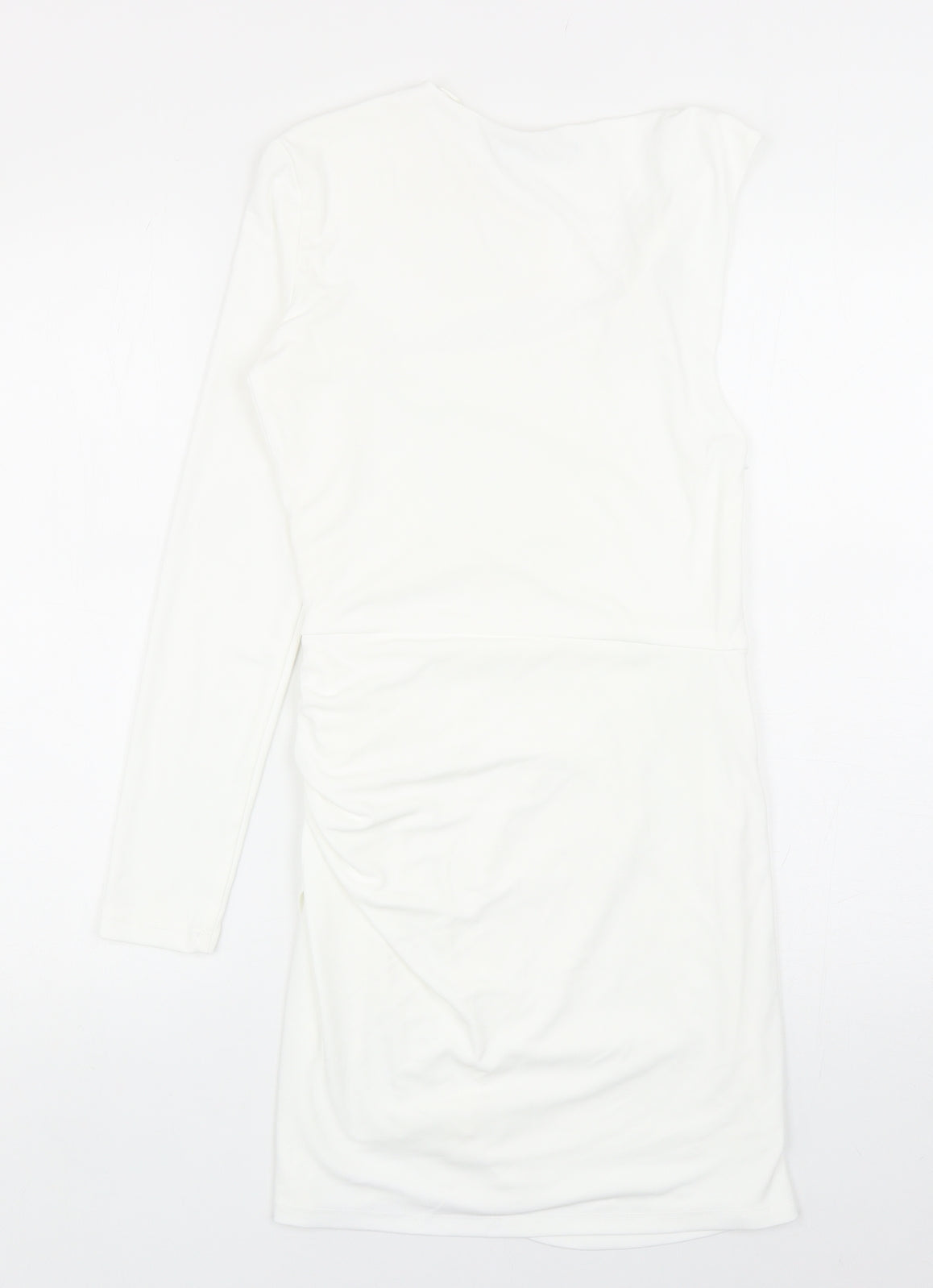 Zara Womens White Polyester Bodycon Size S One Shoulder Zip