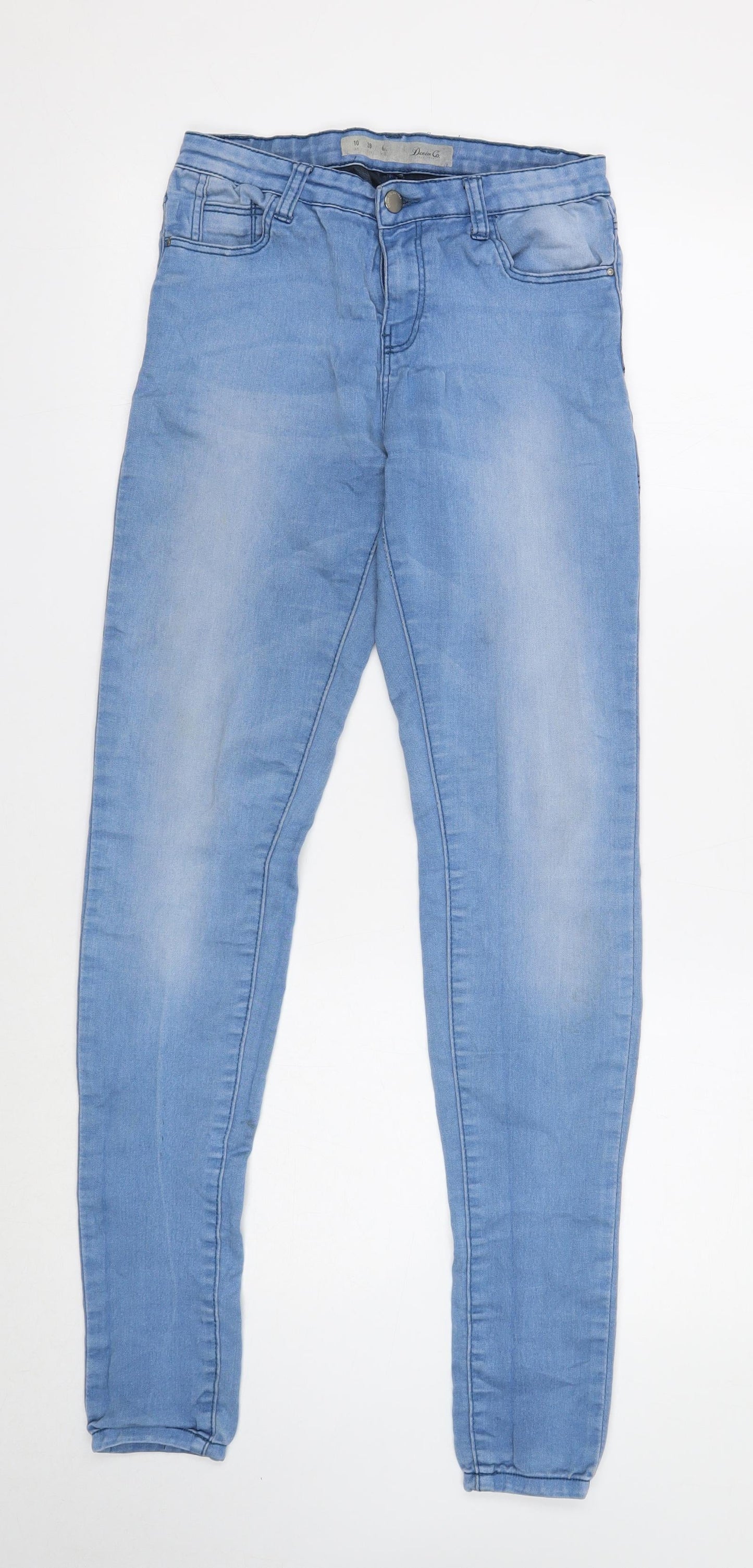 Denim & Co. Womens Blue Cotton Skinny Jeans Size 10 Regular Button