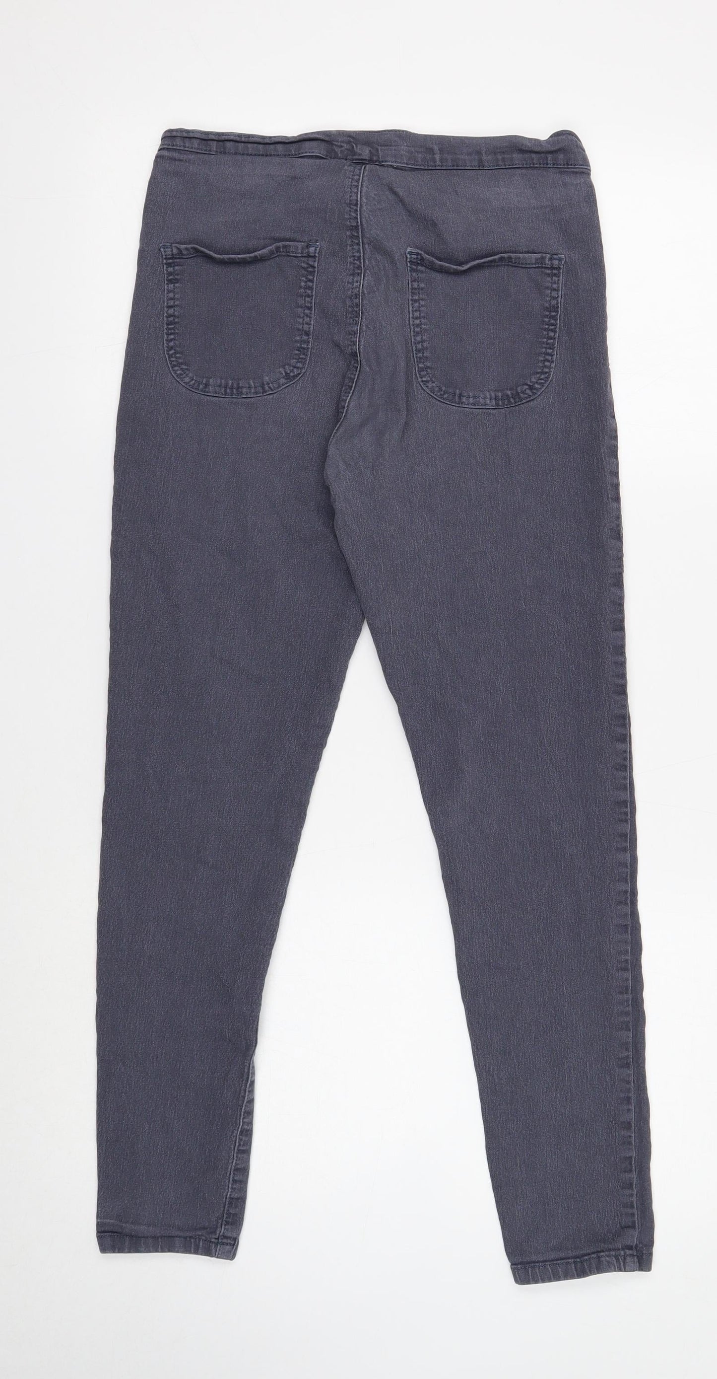 PRETTYLITTLETHING Womens Grey Cotton Jegging Jeans Size 12 Regular Button