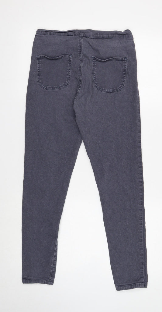 PRETTYLITTLETHING Womens Grey Cotton Jegging Jeans Size 12 Regular Button