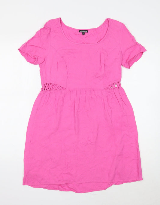 Warehouse Womens Pink Viscose T-Shirt Dress Size 10 Boat Neck Pullover