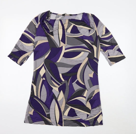 Dorothy Perkins Womens Multicoloured Geometric Viscose Shift Size 10 Cowl Neck Pullover