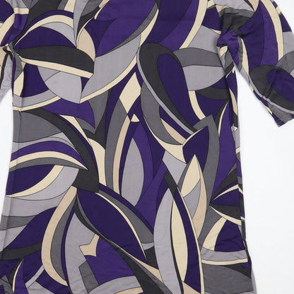 Dorothy Perkins Womens Multicoloured Geometric Viscose Shift Size 10 Cowl Neck Pullover