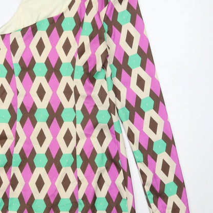 Zara Womens Multicoloured Geometric Polyester Mini Size S One Shoulder Zip