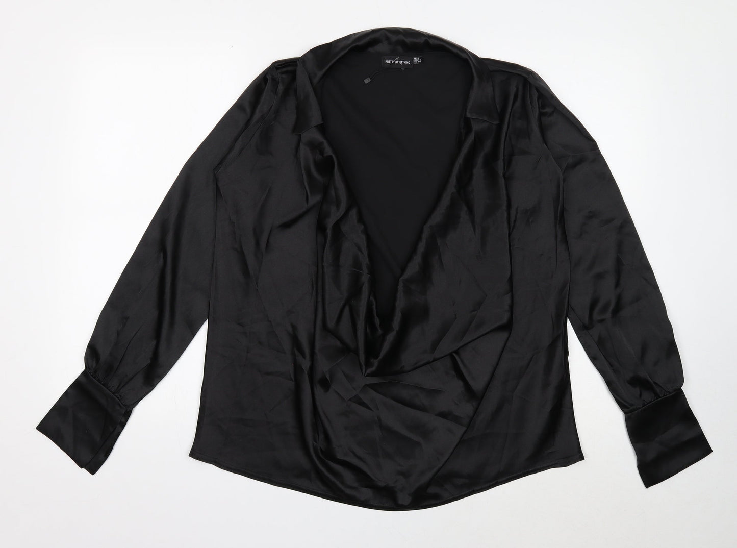 Womens UK Size 8 PRETTYLITTLETHING Black Basic Blouse