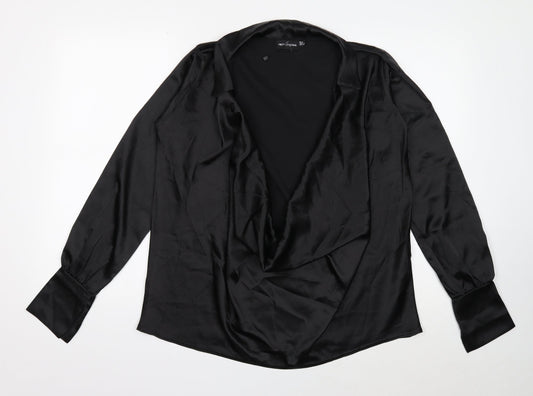 Womens UK Size 8 PRETTYLITTLETHING Black Basic Blouse