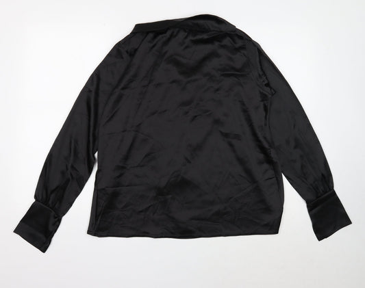 Womens UK Size 8 PRETTYLITTLETHING Black Basic Blouse