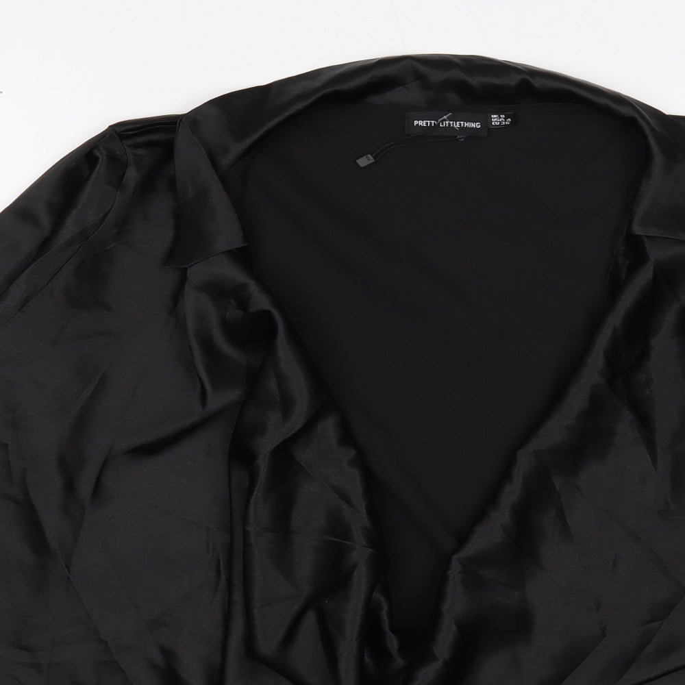 Womens UK Size 8 PRETTYLITTLETHING Black Basic Blouse