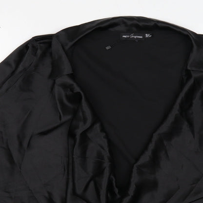 Womens UK Size 8 PRETTYLITTLETHING Black Basic Blouse