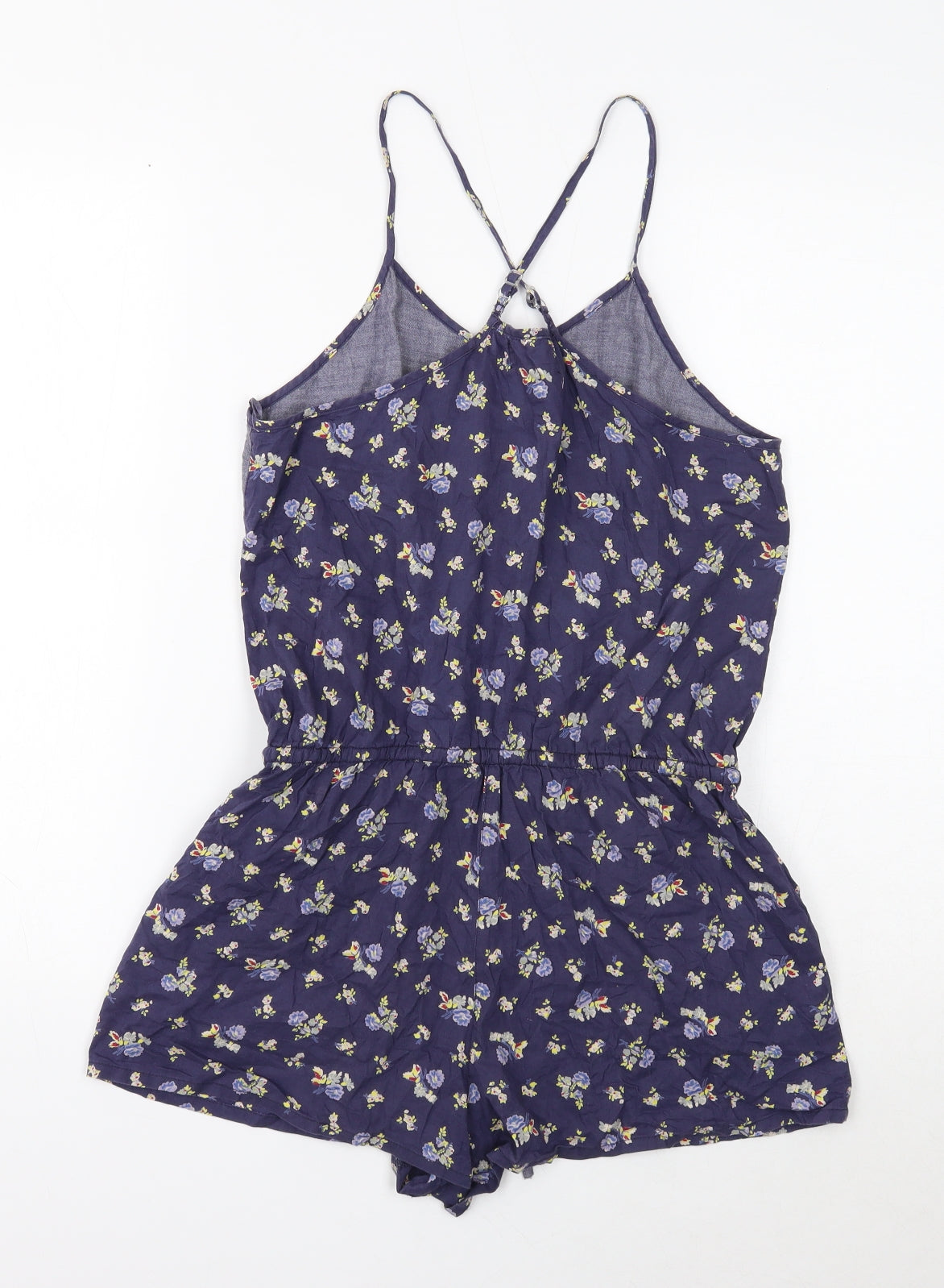 Chelsea Girl Womens Blue Cotton Playsuit One-Piece Size 10 Button