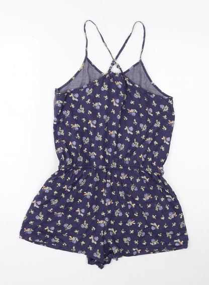 Chelsea Girl Womens Blue Cotton Playsuit One-Piece Size 10 Button