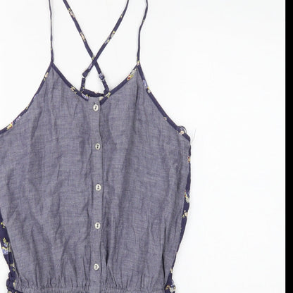 Chelsea Girl Womens Blue Cotton Playsuit One-Piece Size 10 Button