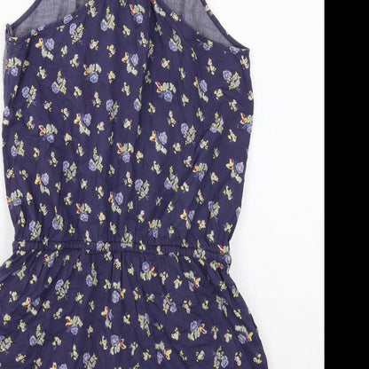 Chelsea Girl Womens Blue Cotton Playsuit One-Piece Size 10 Button