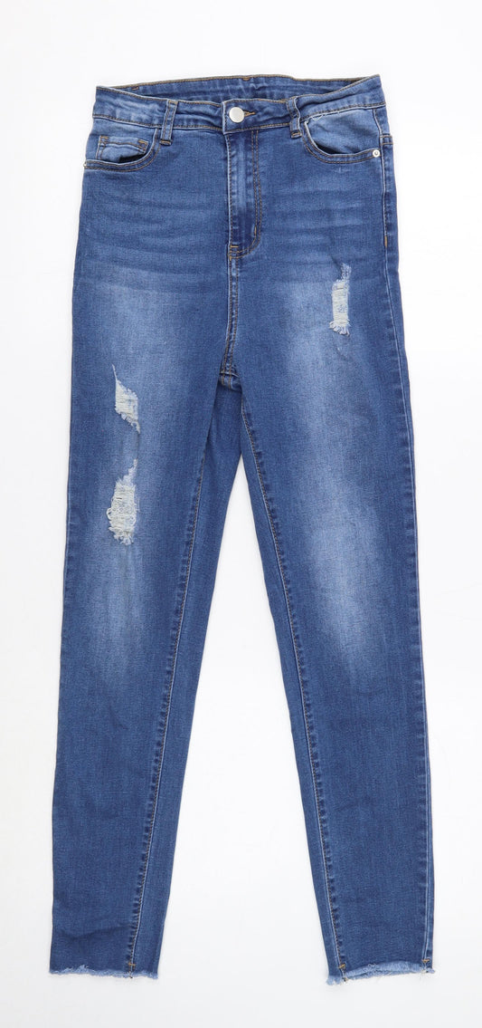 SheIn Womens Blue Cotton Skinny Jeans Size S Regular Button