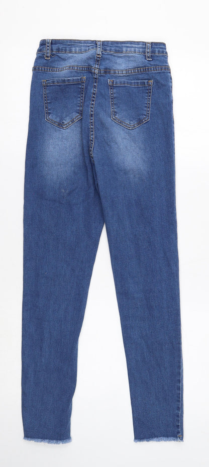 SheIn Womens Blue Cotton Skinny Jeans Size S Regular Button