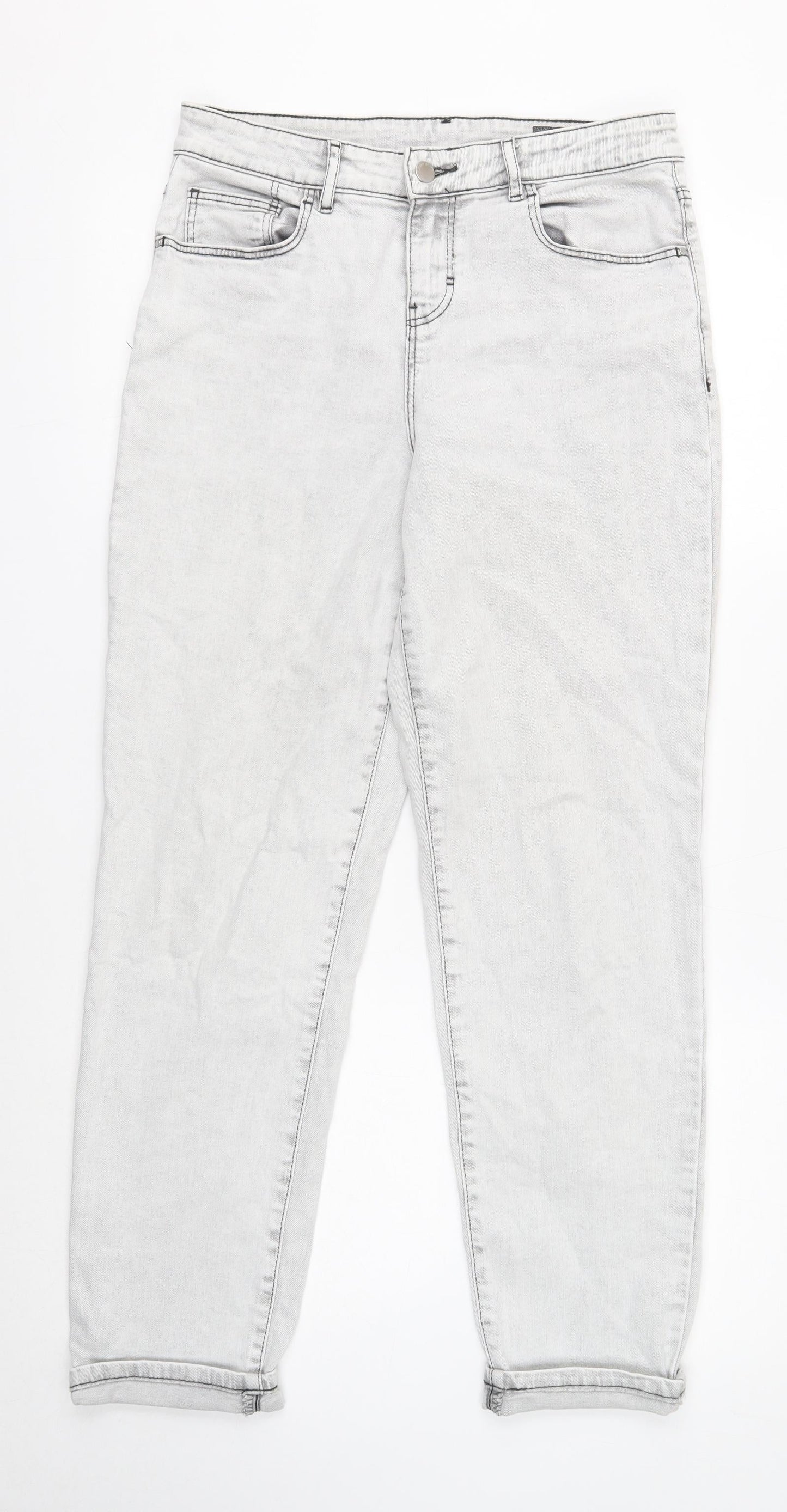 TU Womens Grey Cotton Skinny Jeans Size 10 Regular Button