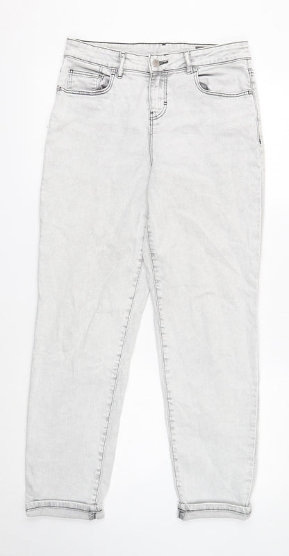 TU Womens Grey Cotton Skinny Jeans Size 10 Regular Button