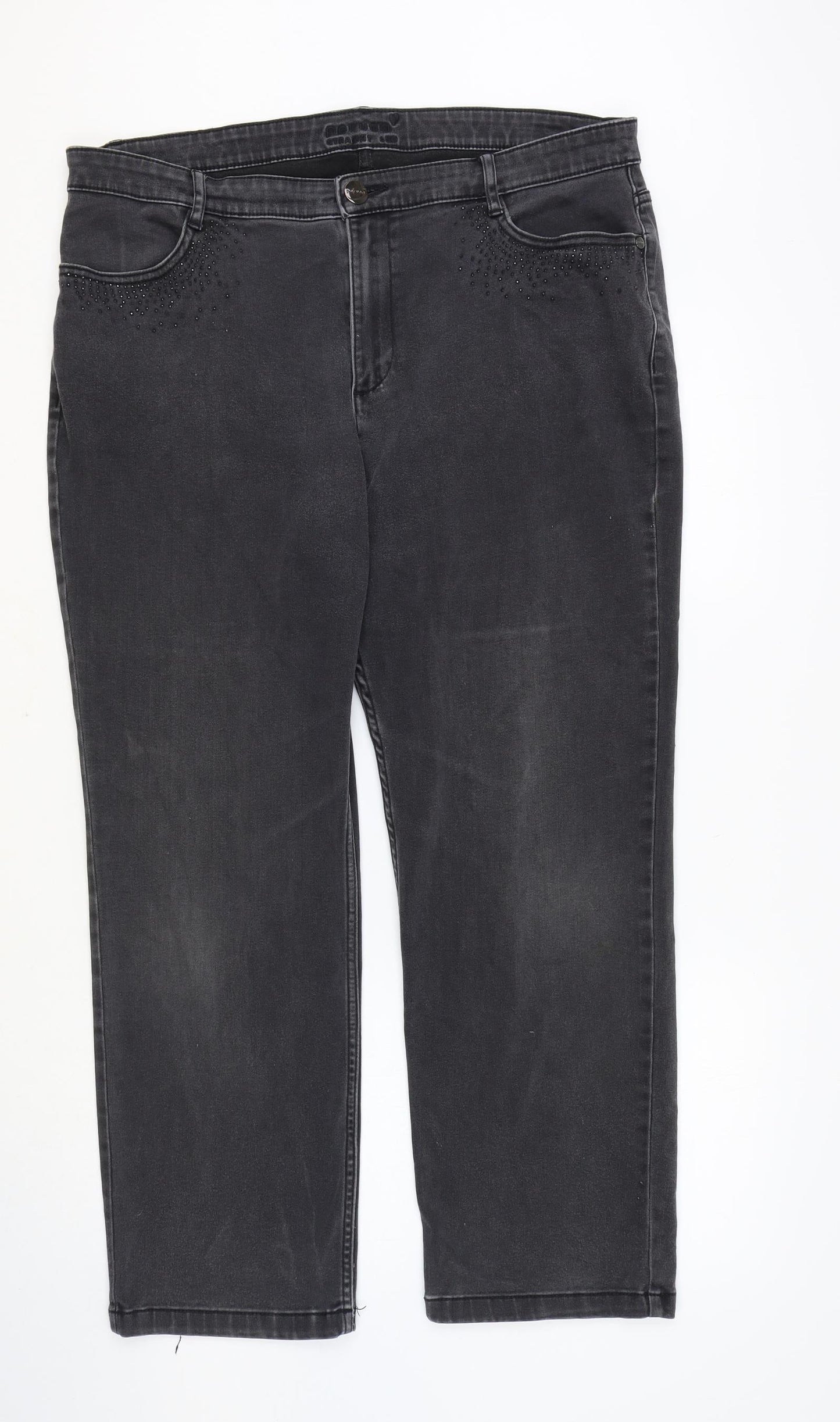 Per Una Womens Black Cotton Straight Jeans Size 36 in Regular Zip