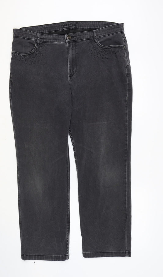 Per Una Womens Black Cotton Straight Jeans Size 36 in Regular Zip
