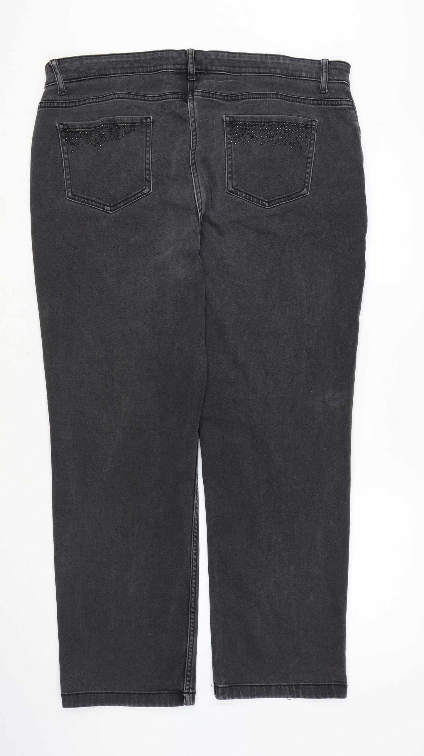 Per Una Womens Black Cotton Straight Jeans Size 36 in Regular Zip