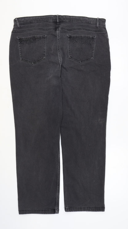 Per Una Womens Black Cotton Straight Jeans Size 36 in Regular Zip