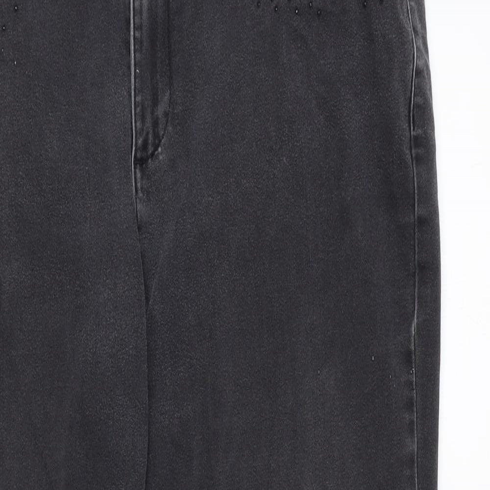 Per Una Womens Black Cotton Straight Jeans Size 36 in Regular Zip
