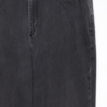 Per Una Womens Black Cotton Straight Jeans Size 36 in Regular Zip
