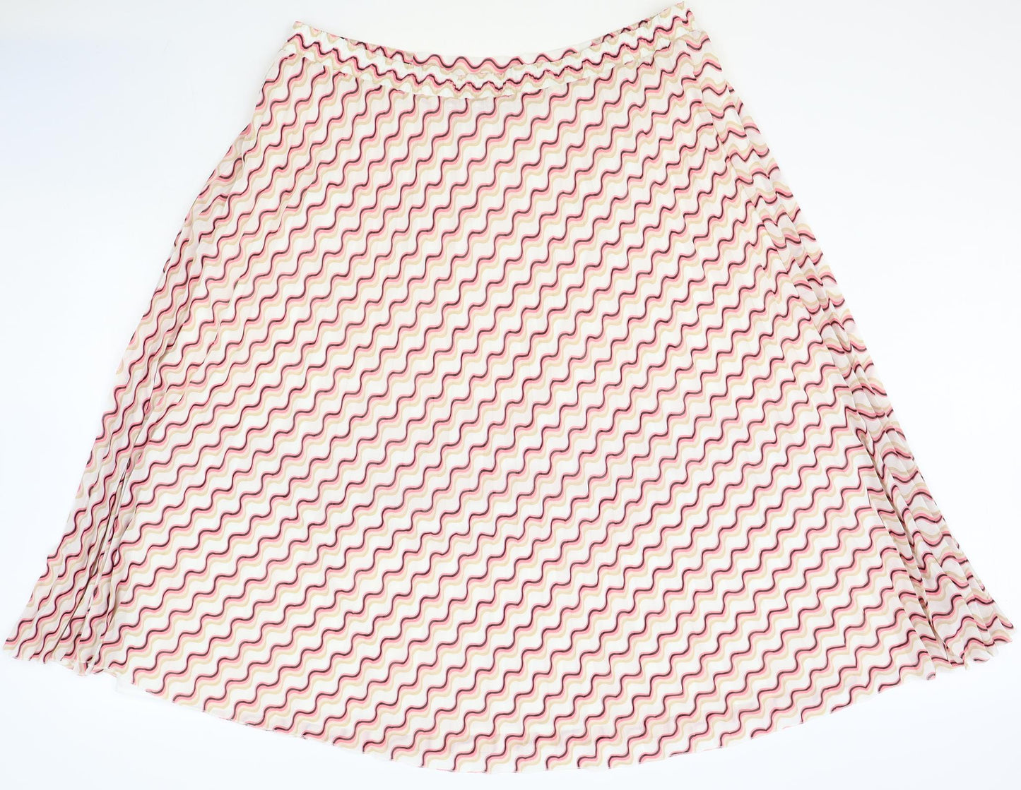 Marks and Spencer Womens Pink Geometric Polyester A-Line Skirt Size 22