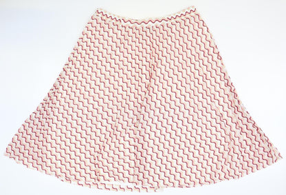 Marks and Spencer Womens Pink Geometric Polyester A-Line Skirt Size 22