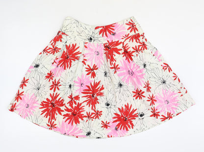 Equation Womens Multicoloured Floral Cotton A-Line Skirt Size 10 Zip
