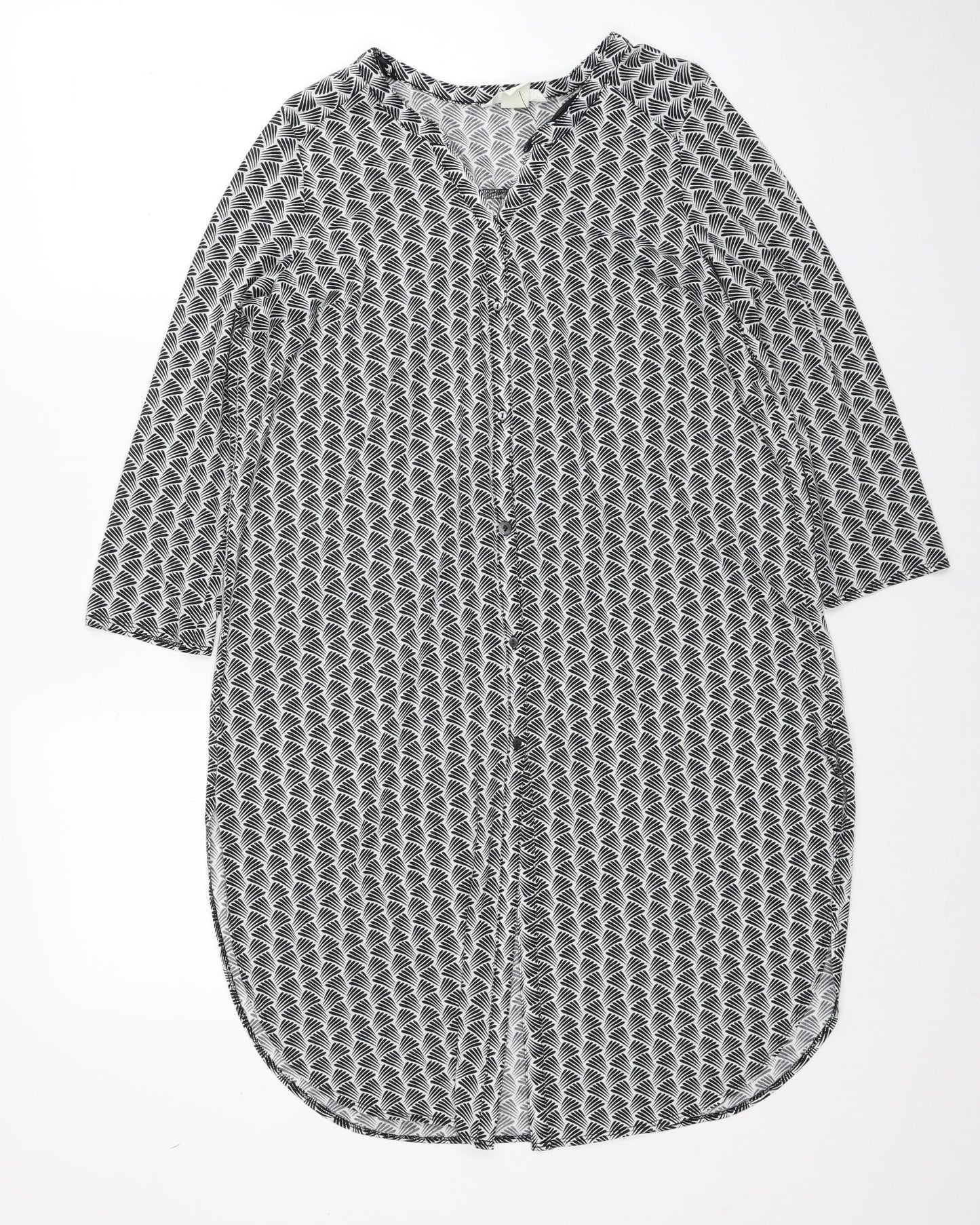 Womens UK Size S H&M Black Basic Button-Up