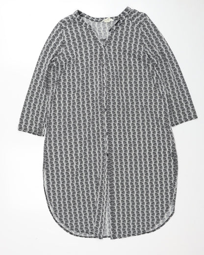 Womens UK Size S H&M Black Basic Button-Up