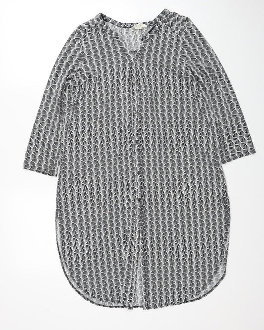 Womens UK Size S H&M Black Basic Button-Up
