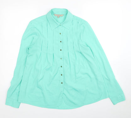 Womens UK Size 10 Yessica Green Basic Button-Up