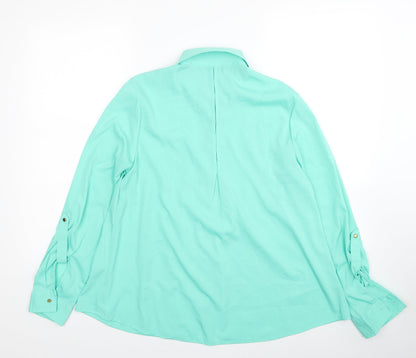 Womens UK Size 10 Yessica Green Basic Button-Up