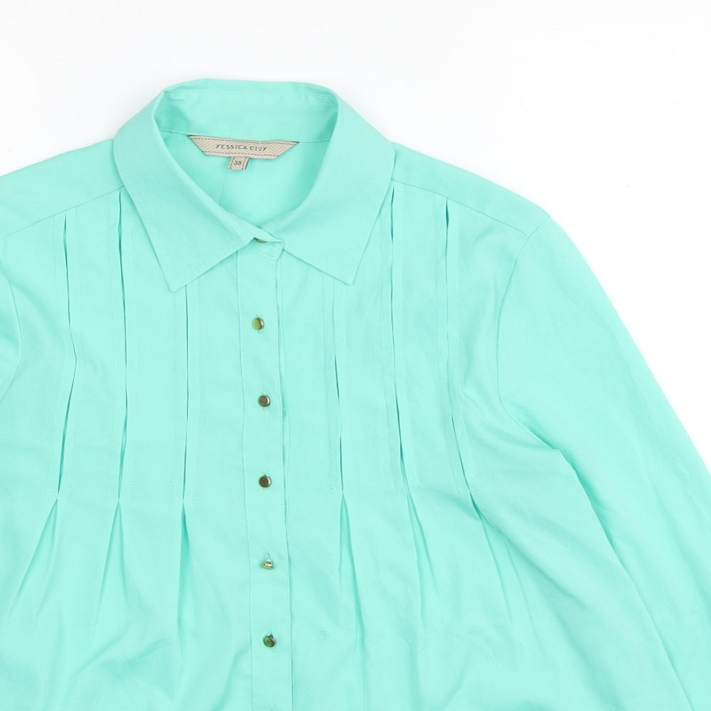 Womens UK Size 10 Yessica Green Basic Button-Up