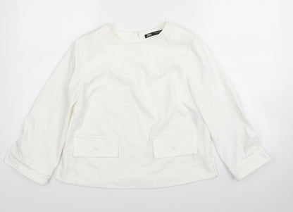 Womens UK Size XS Zara White Basic Blouse