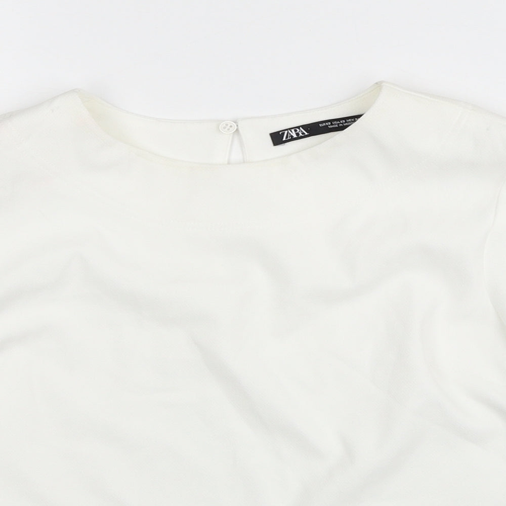 Womens UK Size XS Zara White Basic Blouse