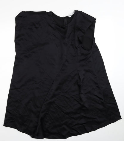 Zara Womens Black Viscose Shift Size M Round Neck Zip