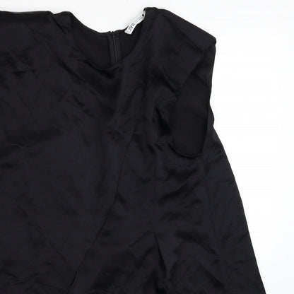Zara Womens Black Viscose Shift Size M Round Neck Zip