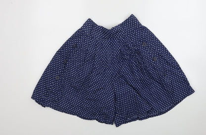 POP Womens Blue Polka Dot Cotton Culotte Shorts Size 26 in Regular Zip