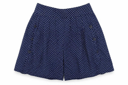 POP Womens Blue Polka Dot Cotton Culotte Shorts Size 26 in Regular Zip