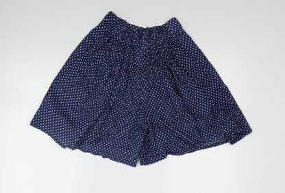 POP Womens Blue Polka Dot Cotton Culotte Shorts Size 26 in Regular Zip