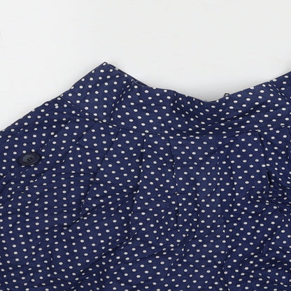 POP Womens Blue Polka Dot Cotton Culotte Shorts Size 26 in Regular Zip