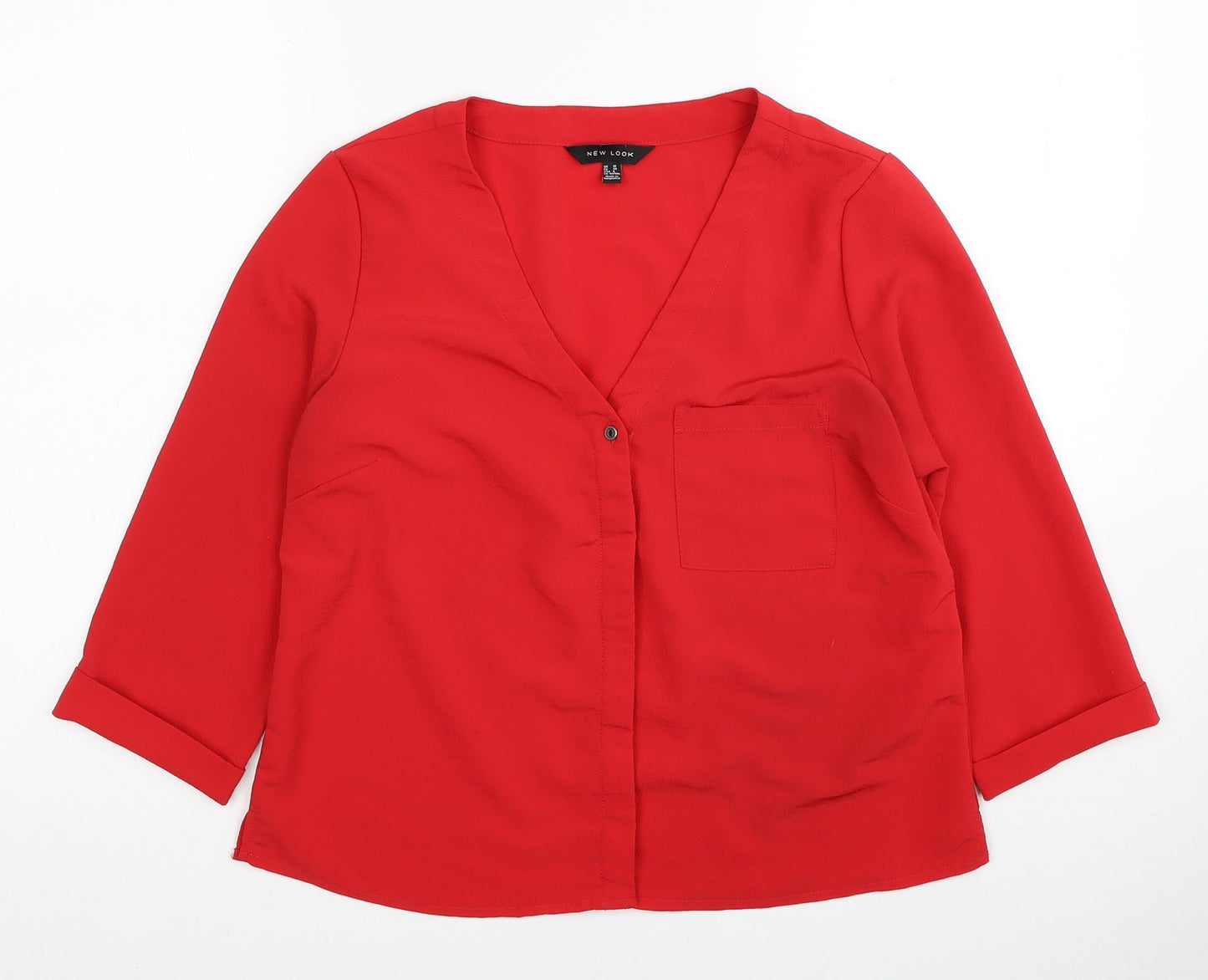 Womens UK Size 10 New Look Red Basic Blouse