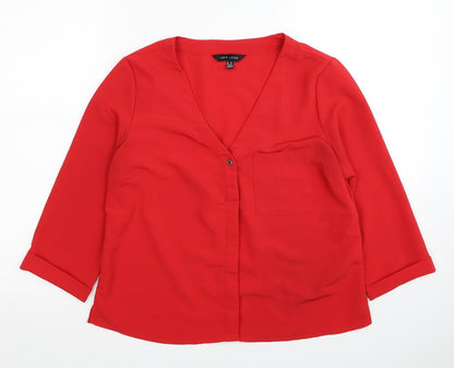 Womens UK Size 10 New Look Red Basic Blouse